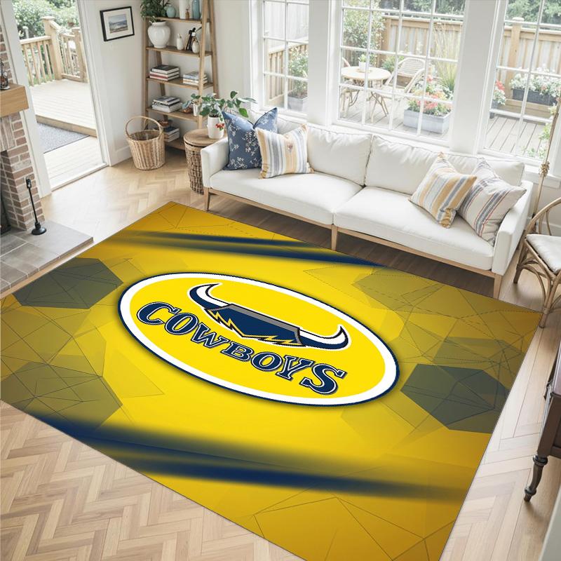 North Queensland Cowboys Design Crystal Velvet Carpet Cozy Non?Slip Printed Rug For Bedroom Living Room Entrance