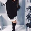 Women Faux Fur Jacket Women's Warm Plush Round Neck Coat Autumn Winter Fashionable Long Sleeve Solid Color Furry for Casual Street Wear Shopping