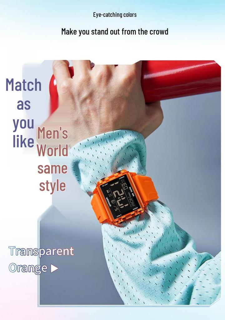 SANDA Men's Luminous Waterproof Sports Watch - Square Design with Multifunctional Countdown Timer