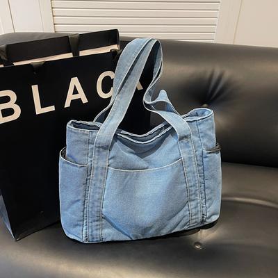 2025 New Product Handbag Women's Large-capacity Casual Simple Denim Bag Student Commuter Shoulder Bag