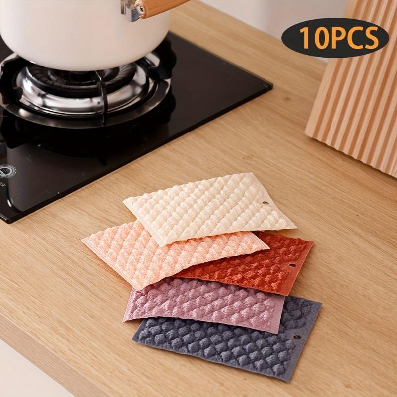 

10 Салфеток для уборки Многоразовые Маслостойкие Полиэстеровые Губки для мытья посуды Непригорающие Скраб-пады Толстые Впитывающие Салфетки для мытья