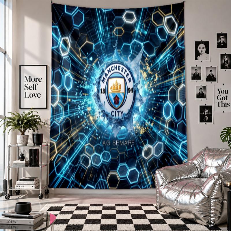 Manchester City Wall Tapestry Home Decor Wall Hanging Cloth for Bedroom Living Room Background