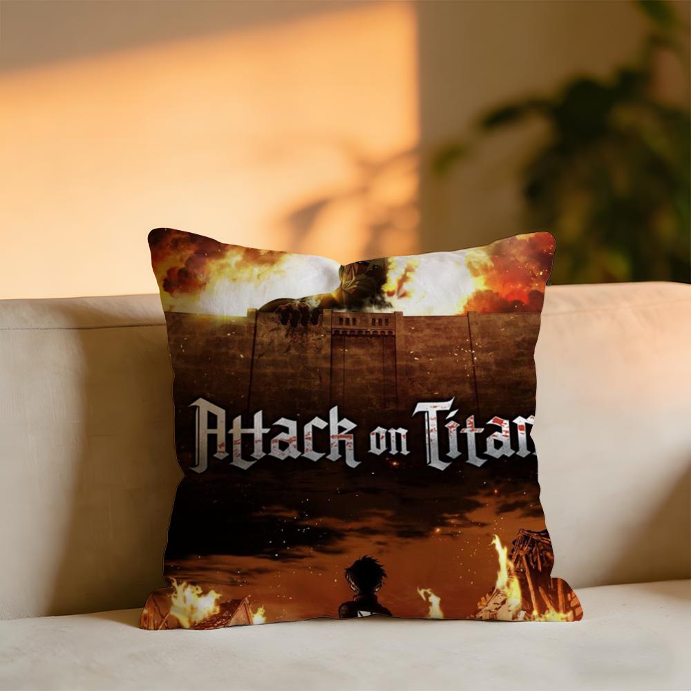 Attack on Titan Kissenbezug Gemütliches Samt-Kissen Weiches Warmes Kissen für Sofa Bett