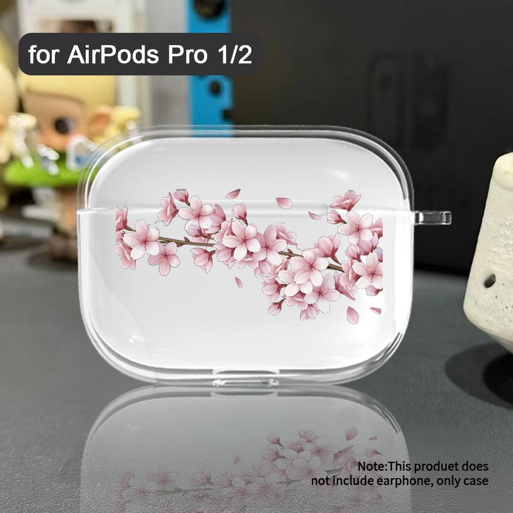 Sakura pattern is suitable for AirPods 3 2 1 Pro 2 4 Pro3 transparent headphone protective case, anti drop