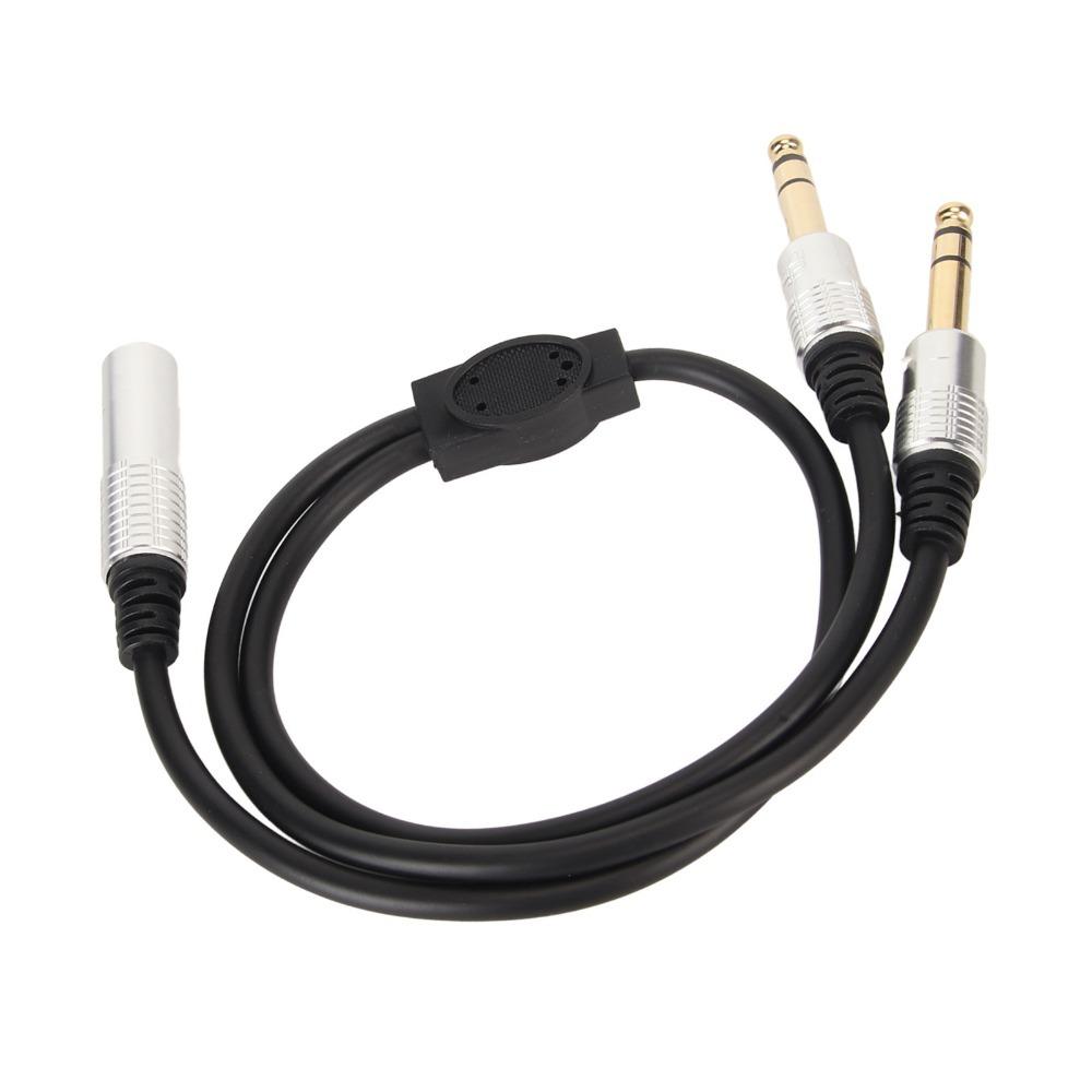 1.6ft 6.35mm 1 To 2 Y Splitter Cable Plug and Play Speaker Y Extension Cable  Microphone Use