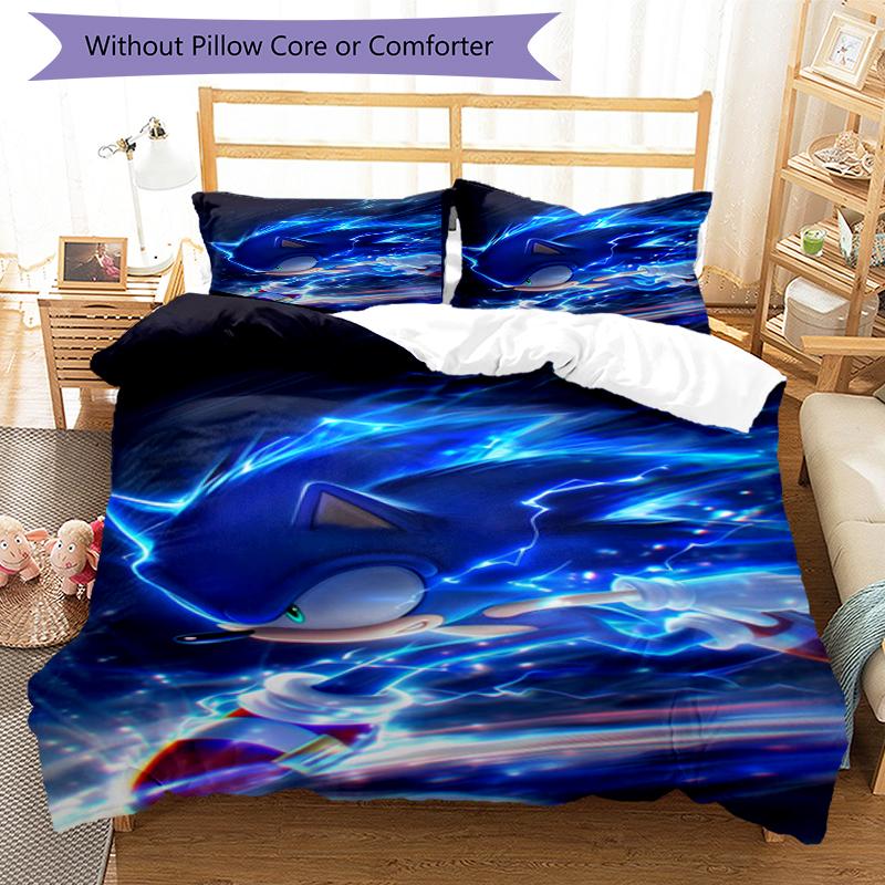 3pcs Sonic Bedding Set Duvet Cover Closure Includes 1 Duvet Cover & 2 Pillowcases, Soft and Comfortable for All Seasons.