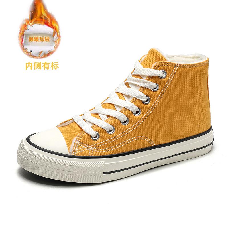 Men's Shoes Velvet Canvas Shoes Men's Autumn and Winter New Versatile Warm Two Cotton Shoes Men's Casual Board Shoes