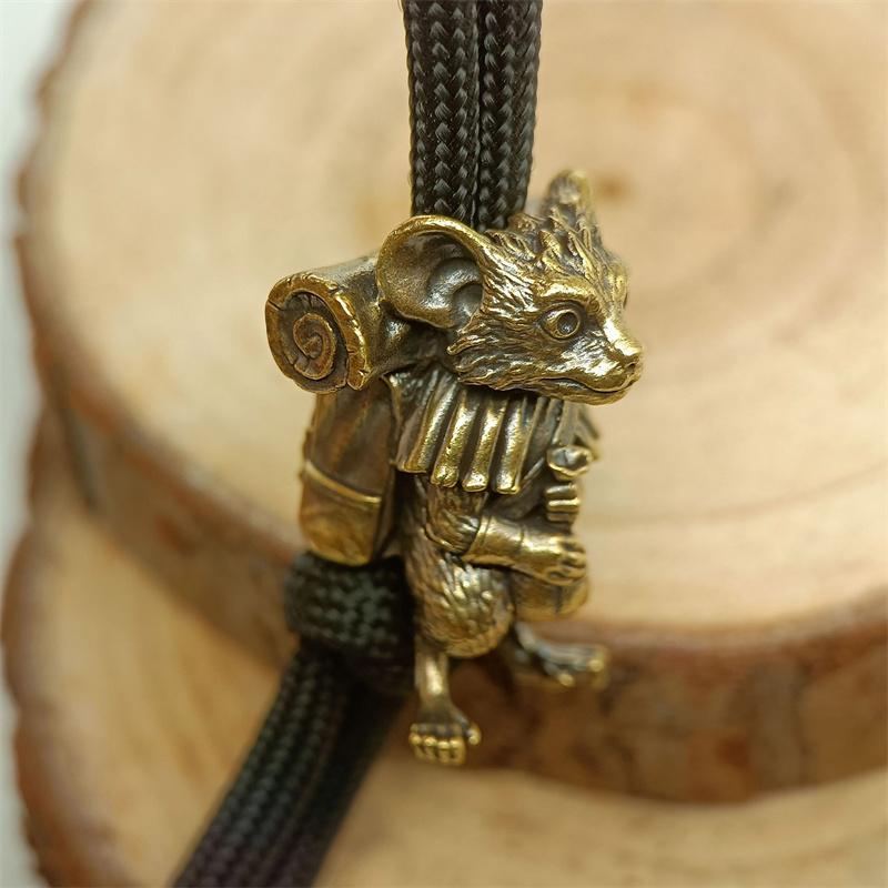 Rat Traveler Brass Knife Beads Animal Mouse Edc Diy Paracord Woven Bracelets Lanyard Pendants Accessories Outdoor Tool Hangings