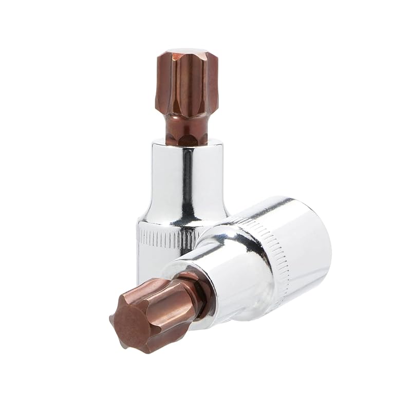

Aopin 1/2 inch bit socket T60, auto repair tools mechanical equipment, S2 steel bit, CR-V steel socket, length 2.5 (60mm), 2 pieces