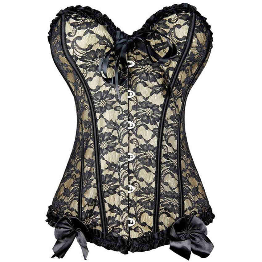 Females Sexy Lingerie Basques Red Floral Lace Up Overbust Corsets Women Party Clothing