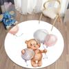 Tecknad Björn Ballong Rund Matta Kawaii Områdesmattor Cirkel Mattor för Vardagsrum Golvmatta Polyester Halkfri Matta för Barn