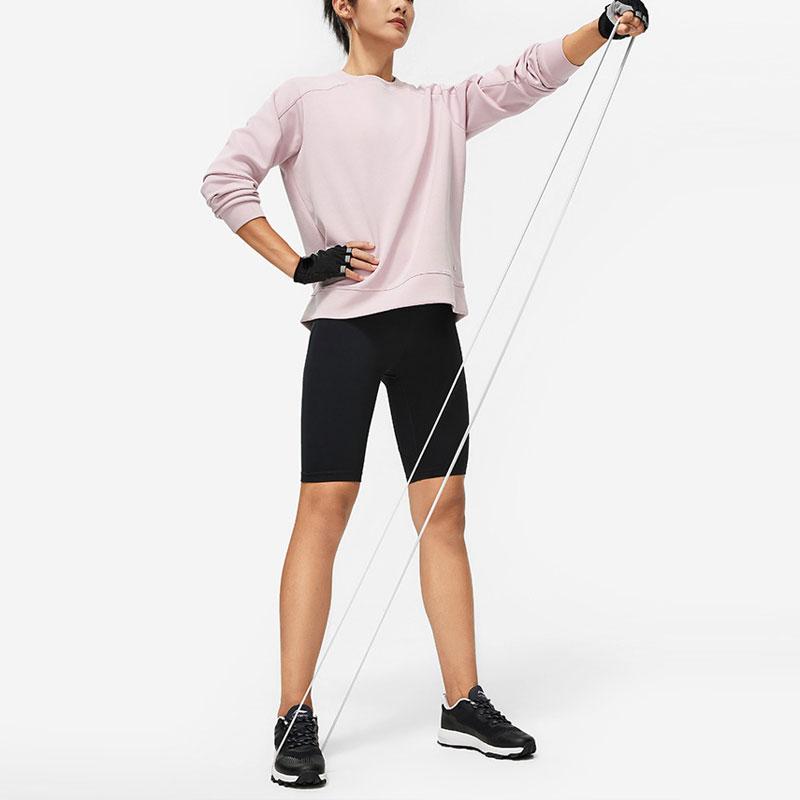 Li Ning Fitness Series Solid Color Round Neck Knitted Pullover Sweatshirt Women Sweatshirt Lotus-Pink-Purple AWDU110-5