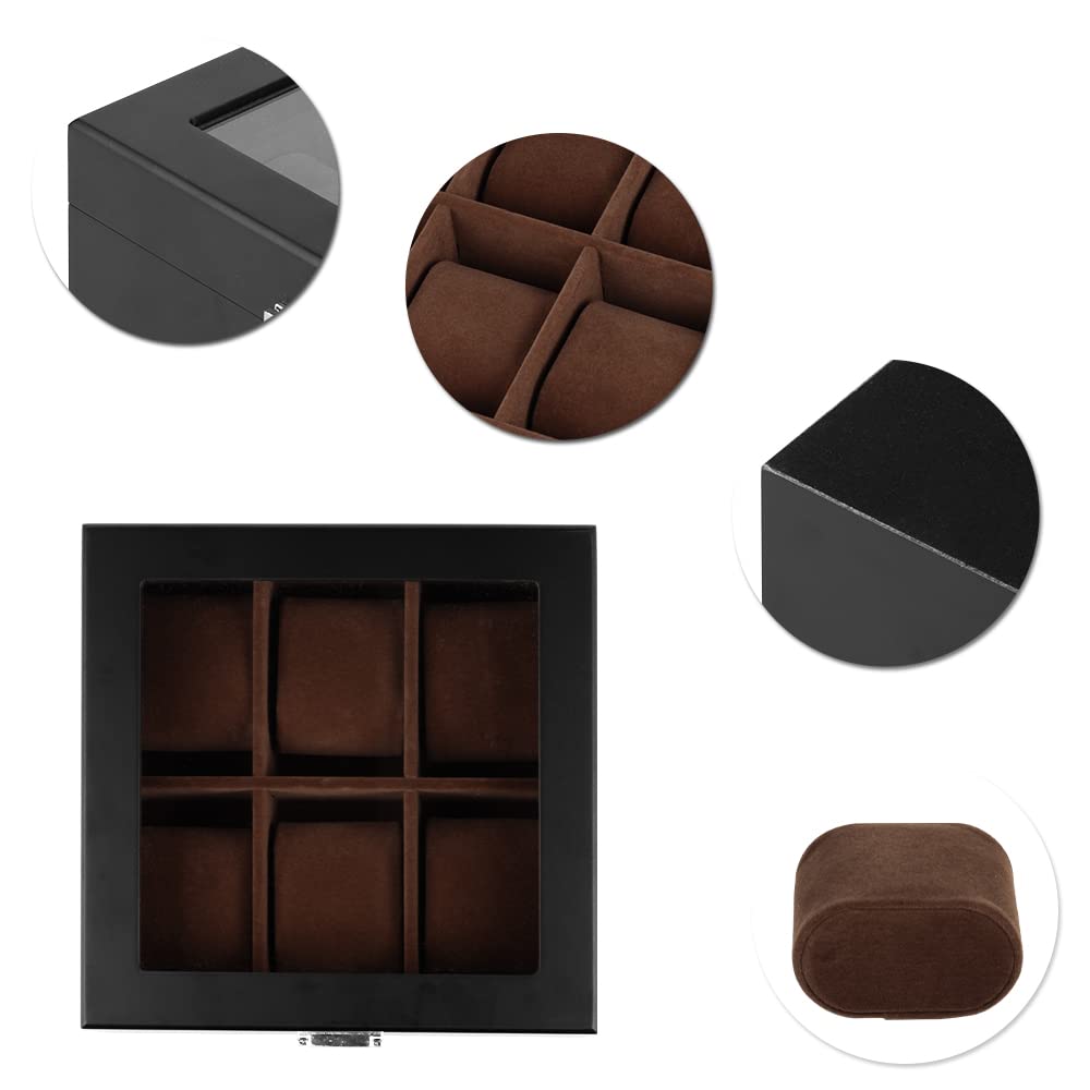 Baskiss Holzuhren-Aufbewahrungssammlung Uhren Luxus-Uhren-Ausstellungsvitrine, Box, Etui, Kasten, (6 Uhren)