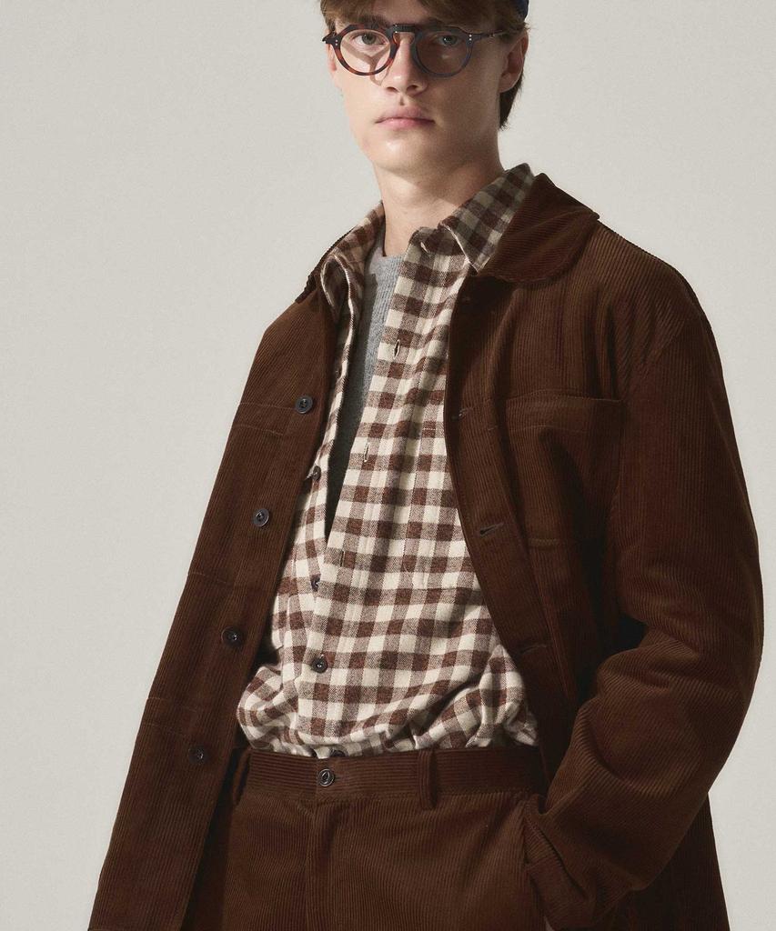 RISE&BELOW Gingham Check Flannel Utility Overshirt Brown Gingham