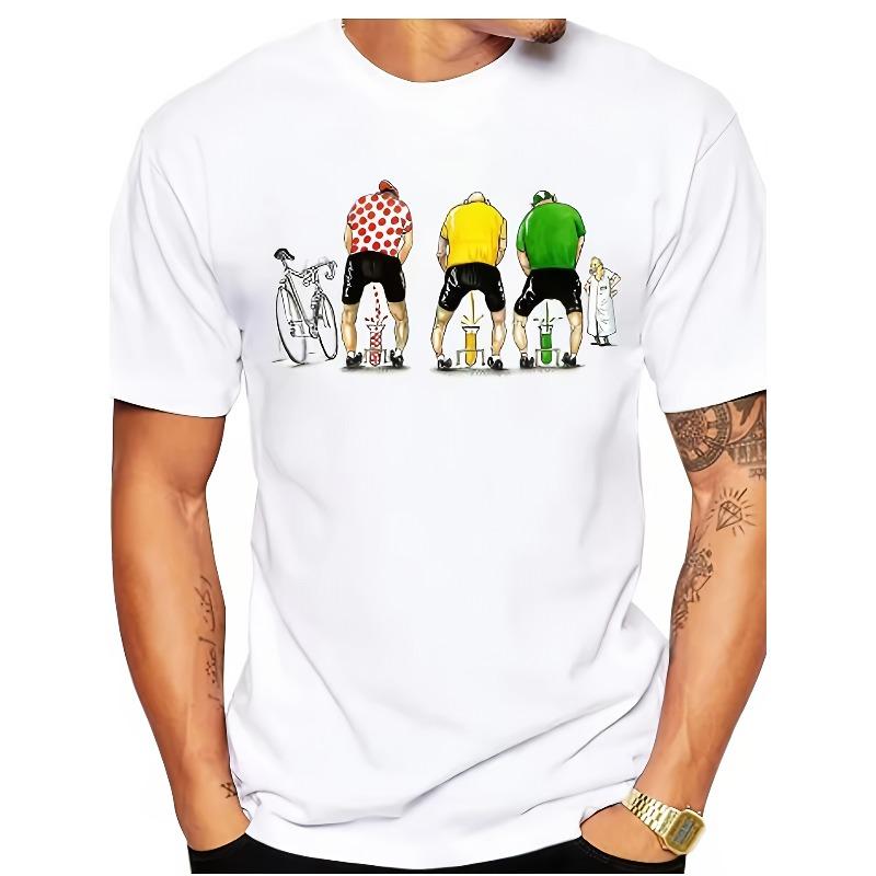 

European sizes Men S 2D Printed Cycling Graphic T-Shirt - Lightweight Crew Neck, Short Sleeve, Casual Summer Tee for Bike 4XL білий