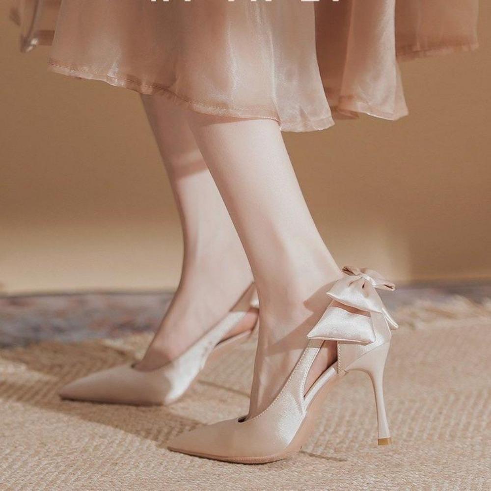 

Wedding Heels Women Luxury Brand Design String Bead Pearls High Heels Ladies Sexy Elegant Pointed Toe White Black Pumps2025 39 слоновая кость