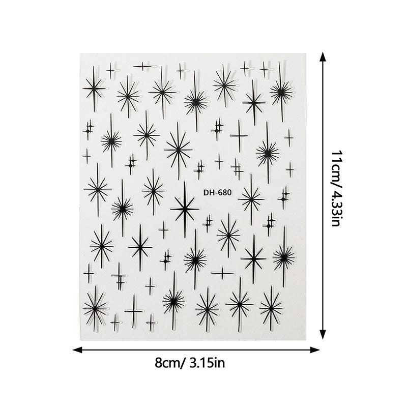 Star Radiant Nail Art Stickers Decals, 3D Self-Adhesive Nail Decals Line Designs Nails Supplies For Diy Nails Manicure Decor