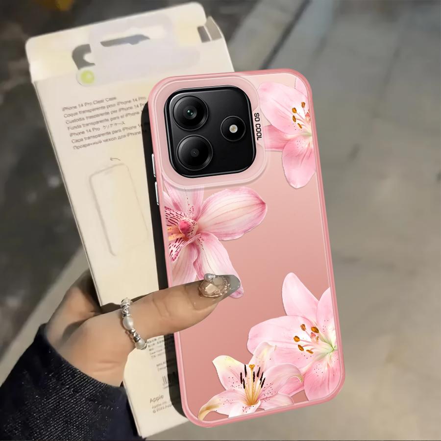 Pink Lily Flower Pattern Back Phone Cover Case for Xiaomi Poco F4 X3 NFC X5 X3 Pro C51 F3 GT C50