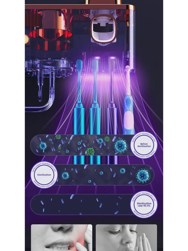 Wall-Mounted Multi-Functional Toothbrush Sterilizer and Holder