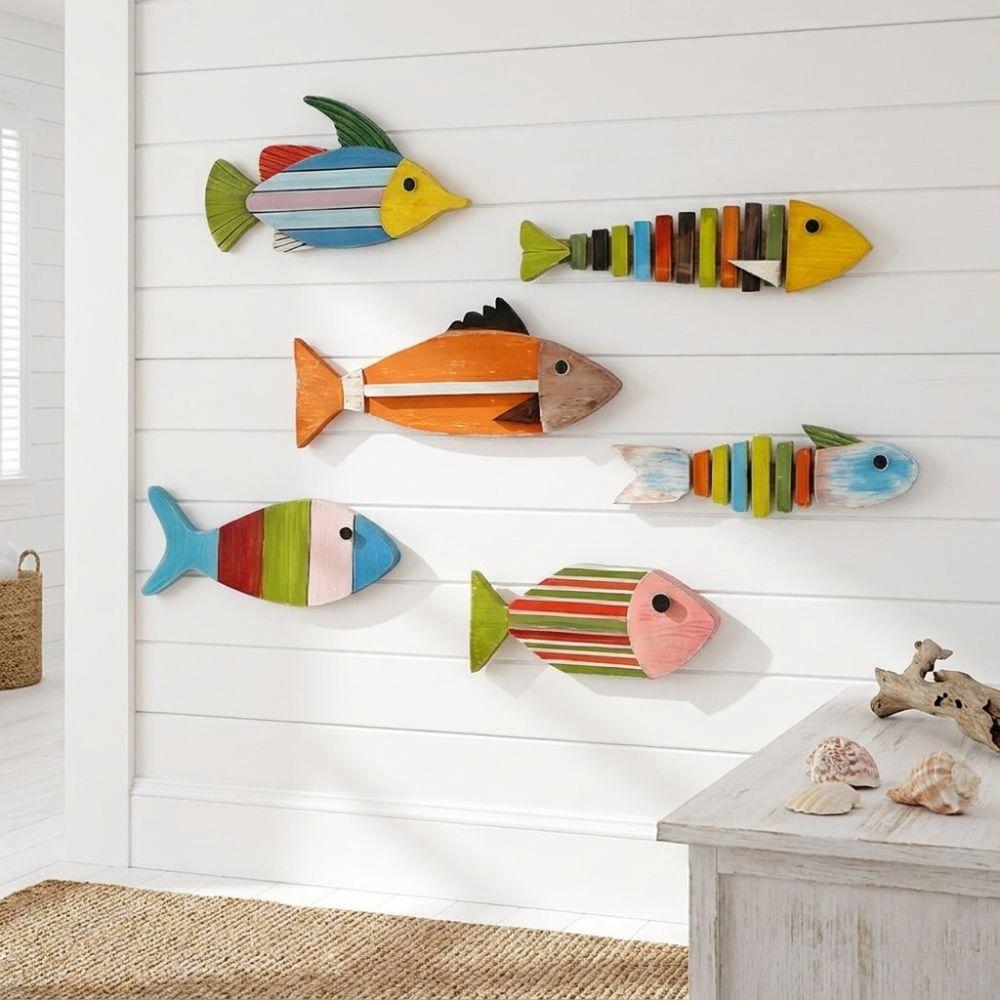 Vintage Coastal Style Fish Ornaments Nautical Style Fish Pendant Set Living Room