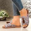 Mehrfarbige Fransen-Slipper in Übergröße für Damen für legere Sommer-Strandkleidung