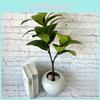 Brasiliensis Hevea Artificial Leaf With Lush Foliage For Photography Prop Decor