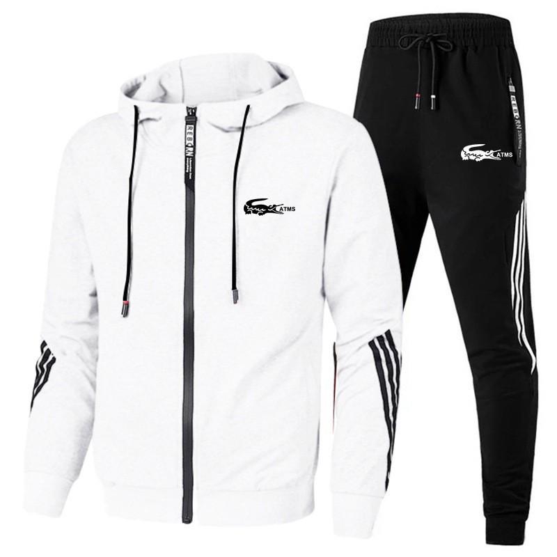 Mens Cotton Blend Hooded Sweatshirt Jogger Set Casual Sportswear Outfit