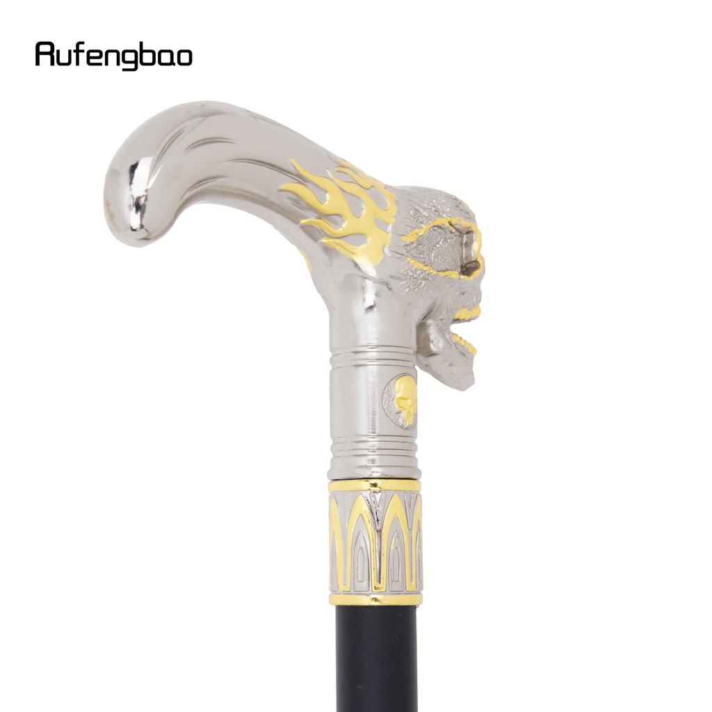 Gouden Witte Schedel Hoofd Wandelstok Mode Decoratieve Wandelstok Heer Elegant Cosplay Stafknop Kromstaf 90cm