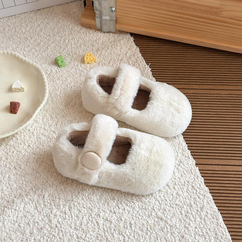 

New Winter Cotton Shoes for Girls, Fleece-Lined and Thickened for Warmth, Children s Girls Furry Shoes, Loafers for Outdoor Wear 21 бежевый