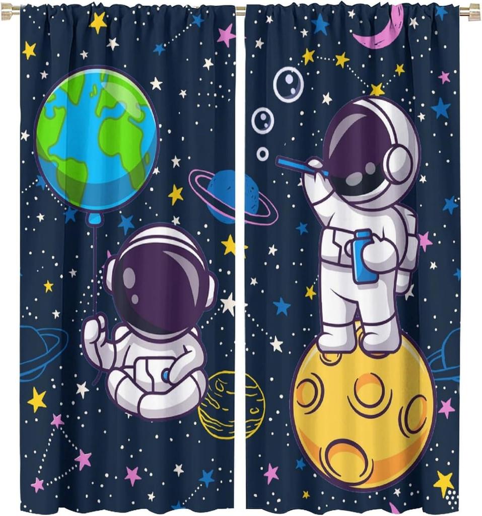 Solar System Window Curtains Kids Outer Space Treatments Bedroom Universe Planets Galaxy Astronomy Drapes Curtain For Made Of Polyester