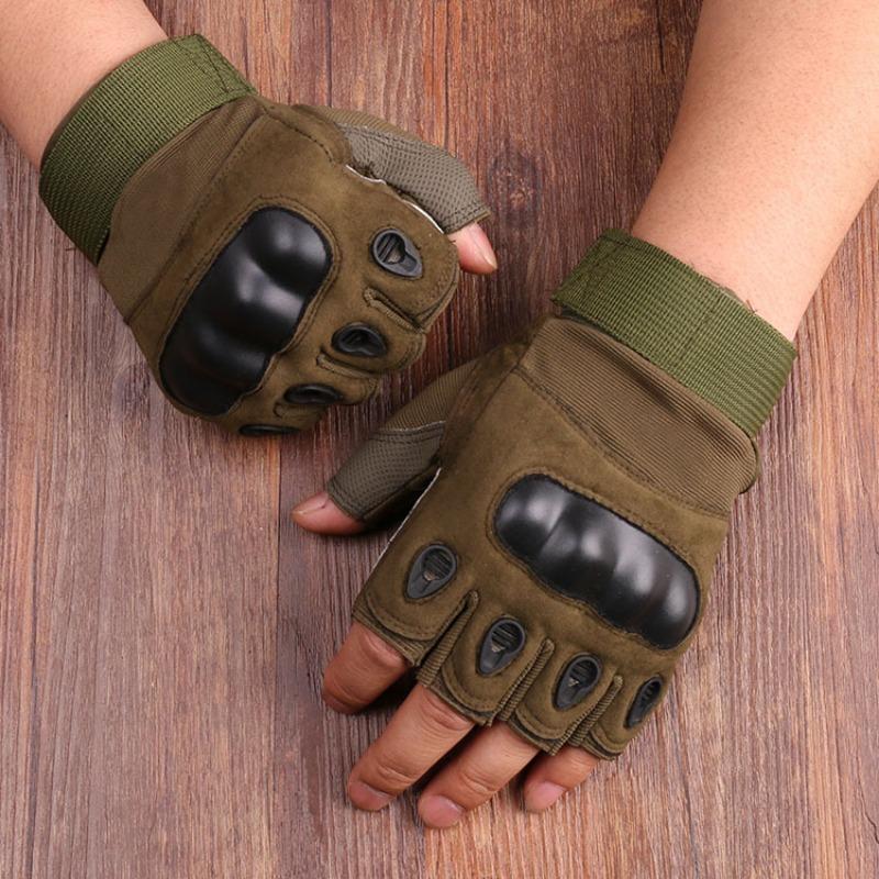 Tactical Gloves Black British Outdoor Riding Military Fans Anti-Cut Field Performance Sports Fitness Hard Shell Half Finger Gloves