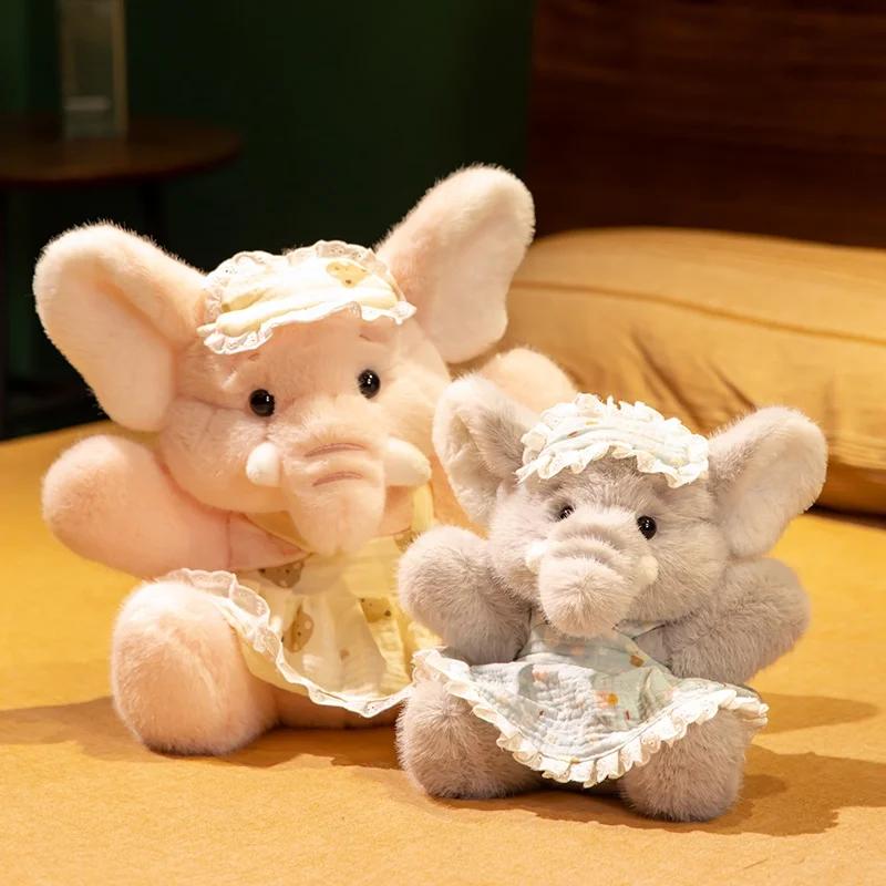 Soft Grey Pink Pajamas Elephant Plush Toys Cute Stuffed  Animals Wear Eye Mask Plushy Hugging Pillow Kid Christmas Birthday Gift