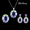 Foydjew New Secret Garden Series Simulation Color Tourmaline Jewelry Sets Pendant Necklaces Earrings Rings For Women Banquet Set