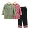Women's Summer Clothing Set: Seven-Quarter Sleeve Top & Pants for Middle-Aged and Elderly Moms and Grandmas