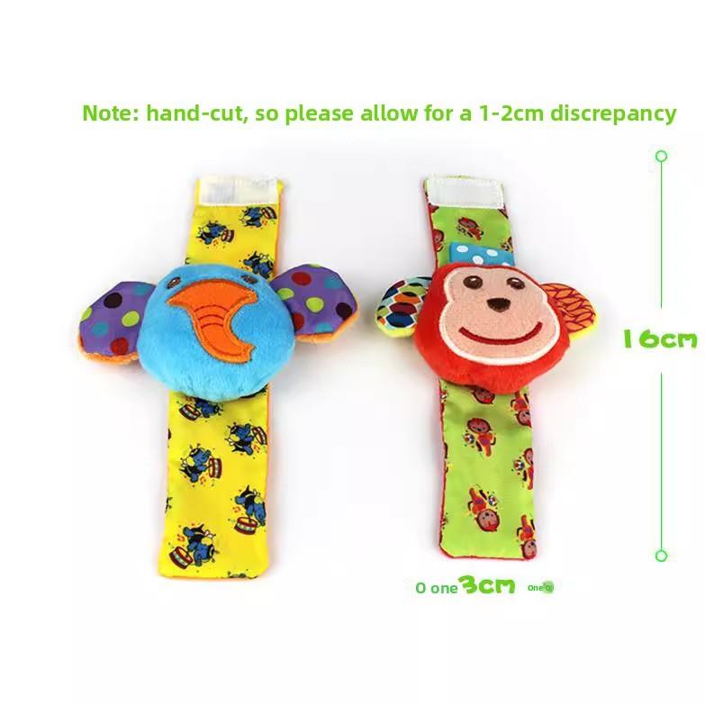 Baby Elephant Monkey Wrist Rattle Toy With Soft Fabric Material For Early Education And Sensory Development