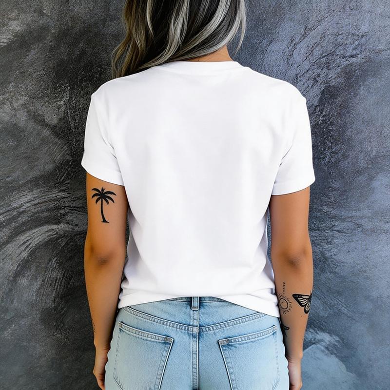 Womne's Casual T Shirt with Graphic Letter and Herat Print Crew Neck Short Sleeve Tshirt for Woman Tops Various Styles
