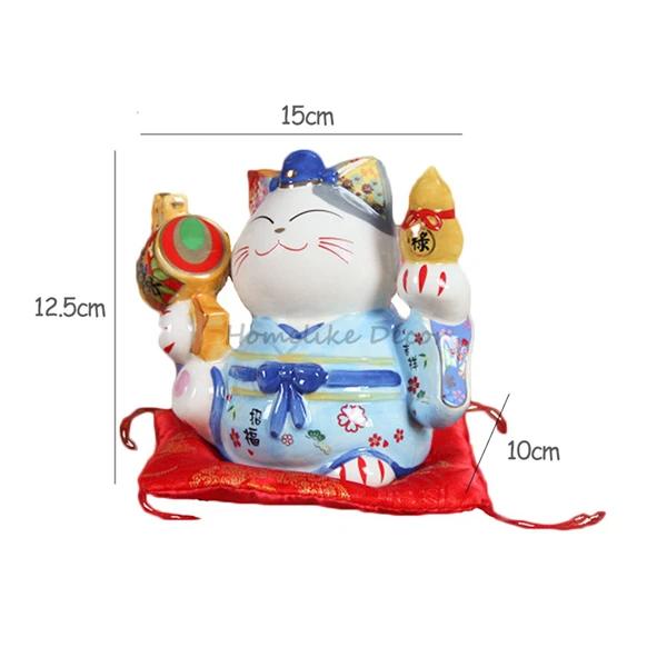 Japanese Ceramic Maneki Neko Lucky Cat Money Box Fortune Cat Feng Shui Crafts Centerpiece Home Decoration Wedding Newlyweds Gift