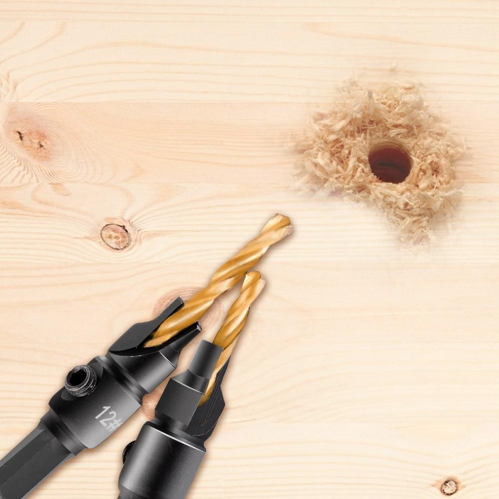 5pcs Drill Bits Countersink Drill Woodworking Drill Bit Set Wood Cutters Drilling Pilot Holes For Screw Sizes #5 #6 #8 #10 #12