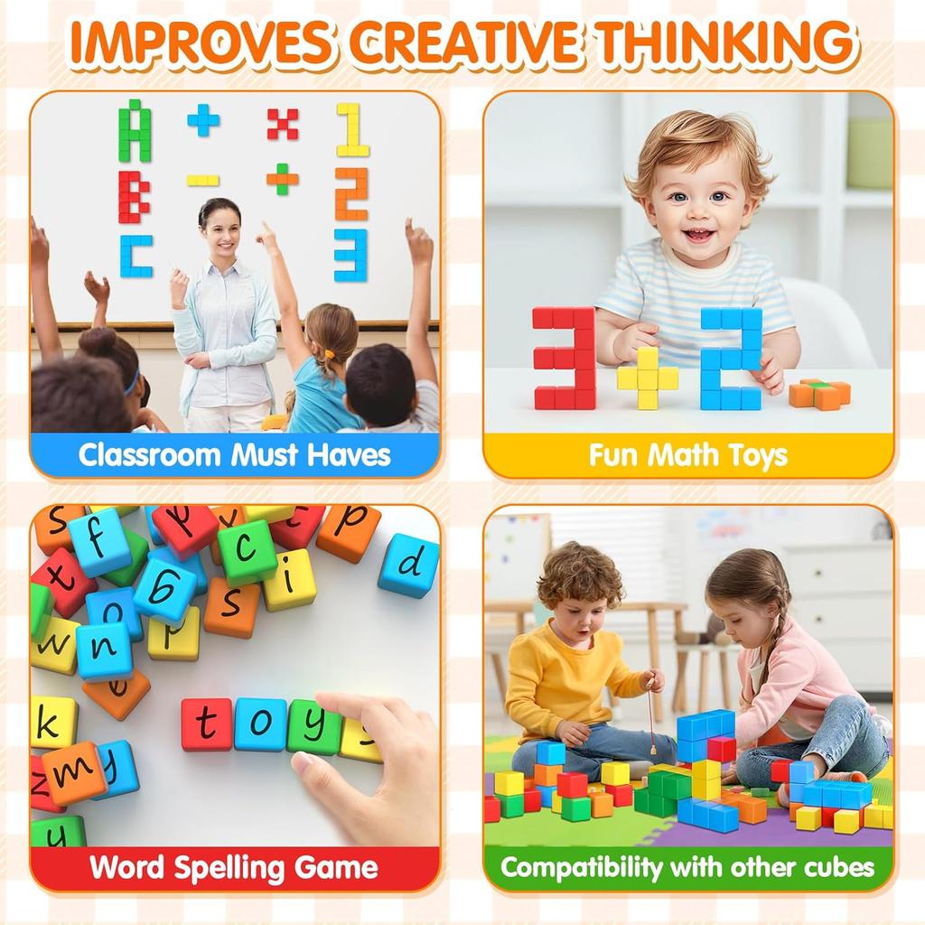 Magnetic Blocks,1.41 inch Large Building Blocks for Kids Ages 3-5 4-8 Sensory Magnetic Cubs for Kids 1-3 Preschool Educational Gifts Toys for