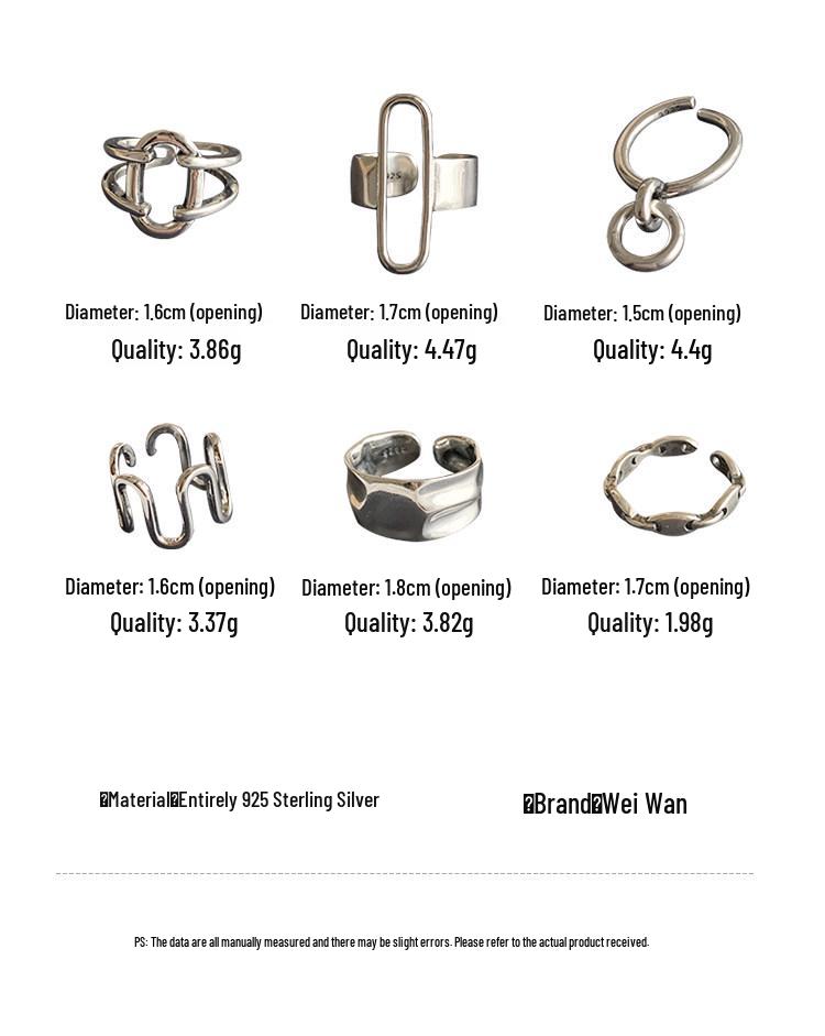 Retro Cool S925 Sterling Silver Ring with Thai Silver Line Design - Trendy Women's Hip Hop Index Finger Jewelry
