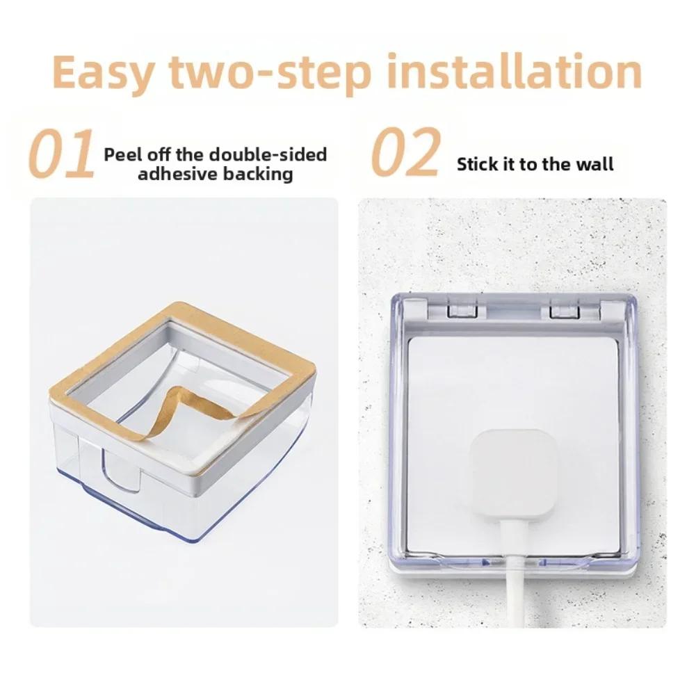Waterproof Transparent Socket Boxes Set of 4 Pieces with Self Backing Splash Proof Covers for Outlet Protection