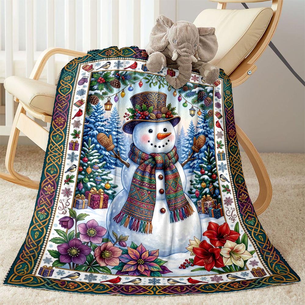 Winter Wonderland Snowman Blanket Soft & Cozy Great for Seaside Office Livingroom for All Occasions Modern Style