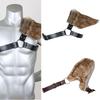 Medieval Leather Shoulder Guard Furry Shoulder Guard with Adjustable Chest Harness for Men Halloween Cosplay Role Play