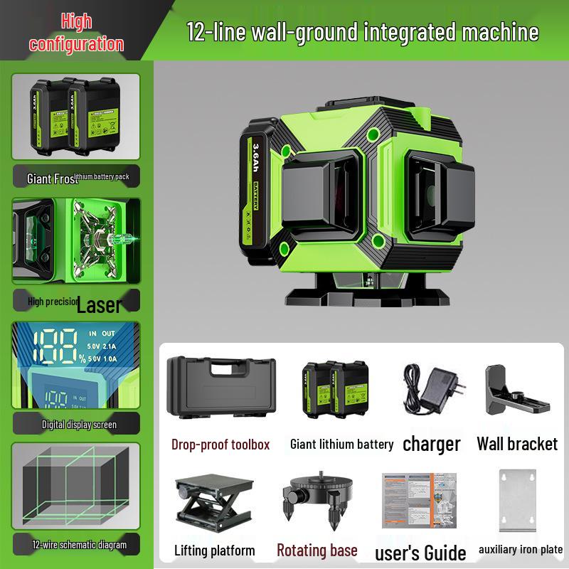 Strong Precision 16-Line Laser Level with Rubber Coating for Wall and Floor Mounting