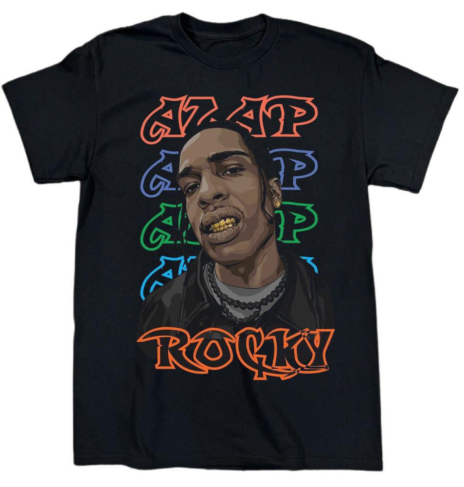 Винтажная футболка ASAP Rocky Американский Хип-Хоп Хлопок Черный Унисекс Все Размеры BL556 Унисекс Футболка XXL