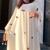 Middle East Dubai New Fashion Casual Loose Bow Embroidered Robe Long dress Belted Dress Robe
