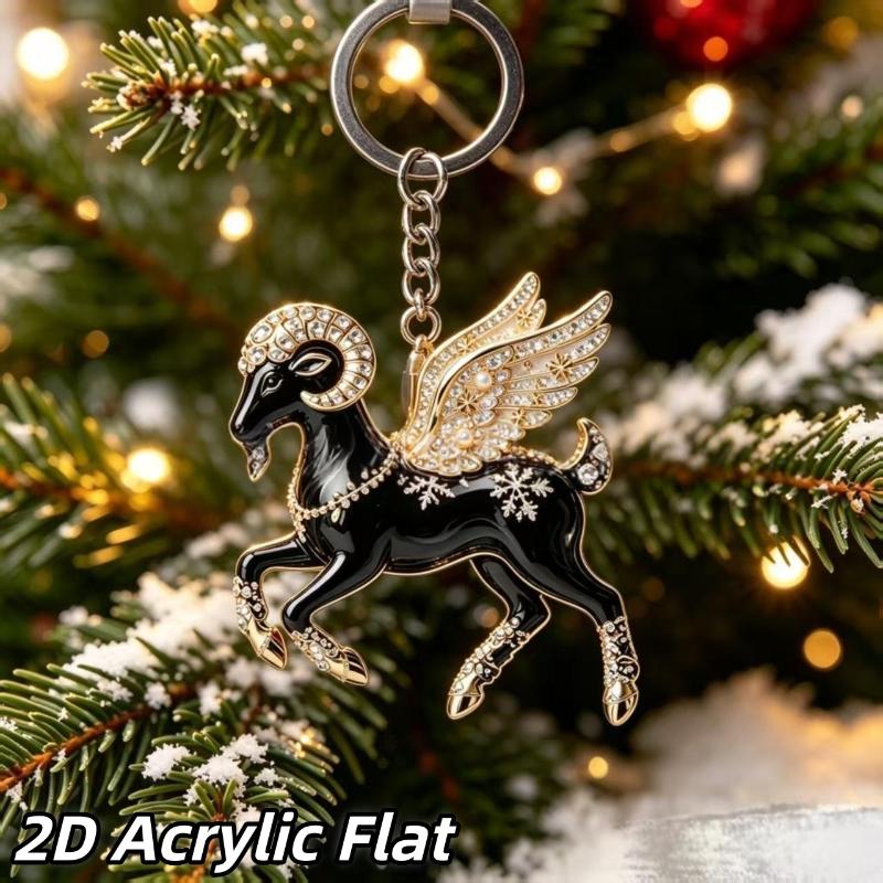 1Pcs 2D Goat Acrylic Pendants Cute Animal Hanging Ornament for Christmas Party Backpack Zipper Charm Accessory
