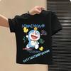 Doraemon Children's Pure Polyester Short-Sleeved Boys' Sports Shirt, Girls' Casual Top, Big Bear Cartoon Print Summer T-Shirt