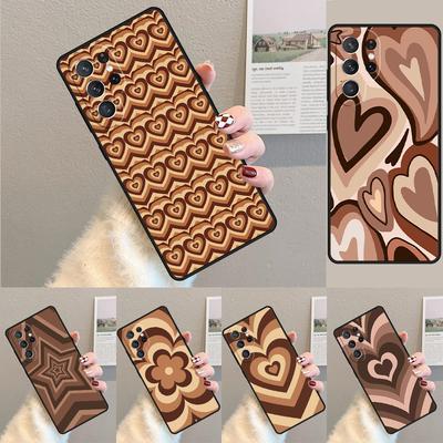 Latte Love Brown Heart Aesthetic Silicone Phone Case For Samsung Galaxy Note 10 Pro S26 S25 S24 S23 S22 S21 Plus Ultra Cover