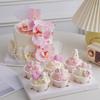 10PCS Elegant Bowknot shape Plastic Cakes Decorations Pink Frosts Toppers for Baking Party Supplies